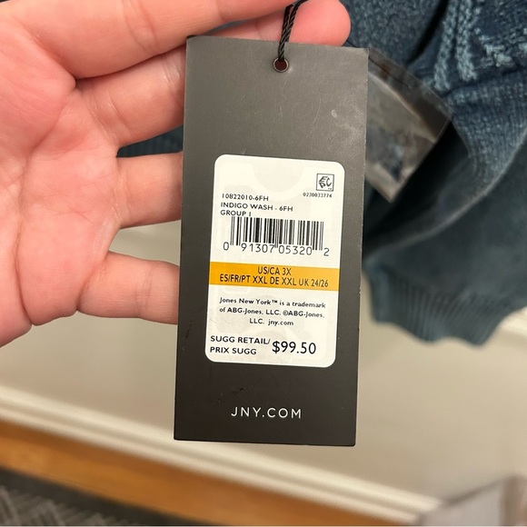 NWT Jones NY Mock Neck Sweater 3X indigo wash blue plus size - Picture 10 of 11